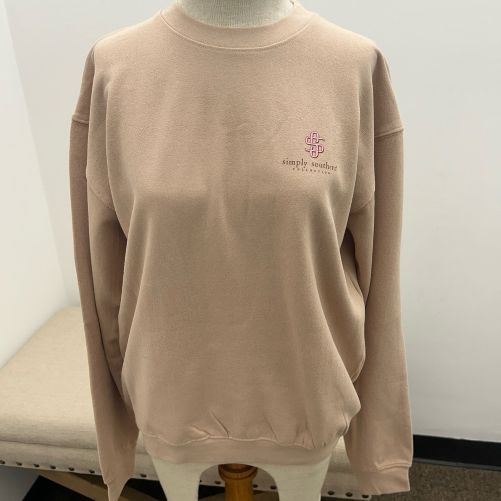Simply Southern Women's Beige Crew Neck Sweater